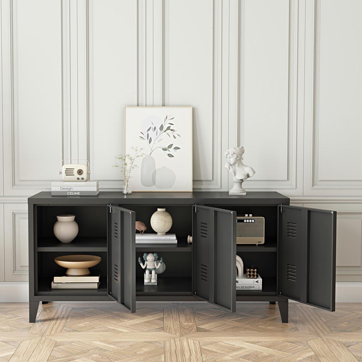SIDEBOARD Kotka - Schwarz, Metall (113/58/40cm) - [en.casa]
