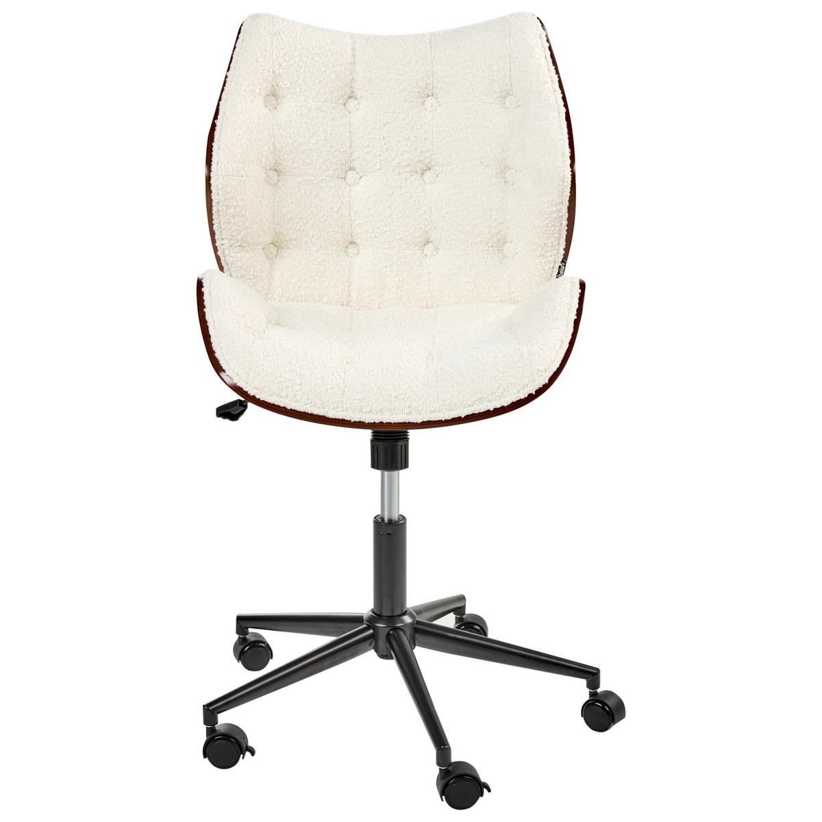 SCHREIBTISCHSTUHL Bouclé Cremeweiß Lompoc - Weiß, Textil (54/88/56cm) - Beliani