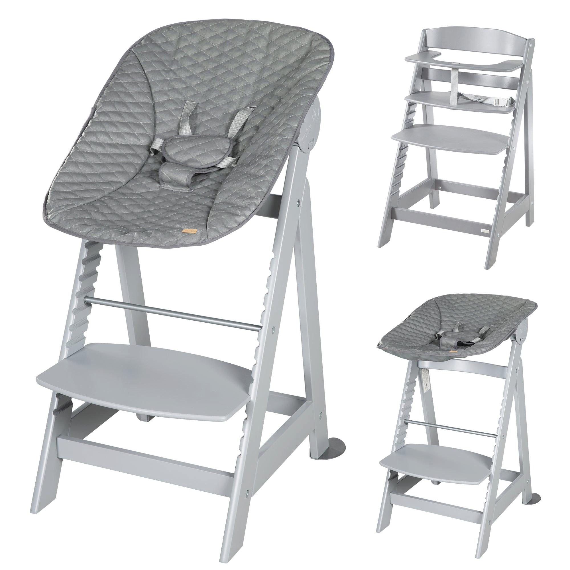 BABYHOCHSTUHL Born Up Luxe mit Neugeborenenaufsatz Taupe - Taupe, Holzwerkstoff/Textil (46/94/66.5cm) - Roba