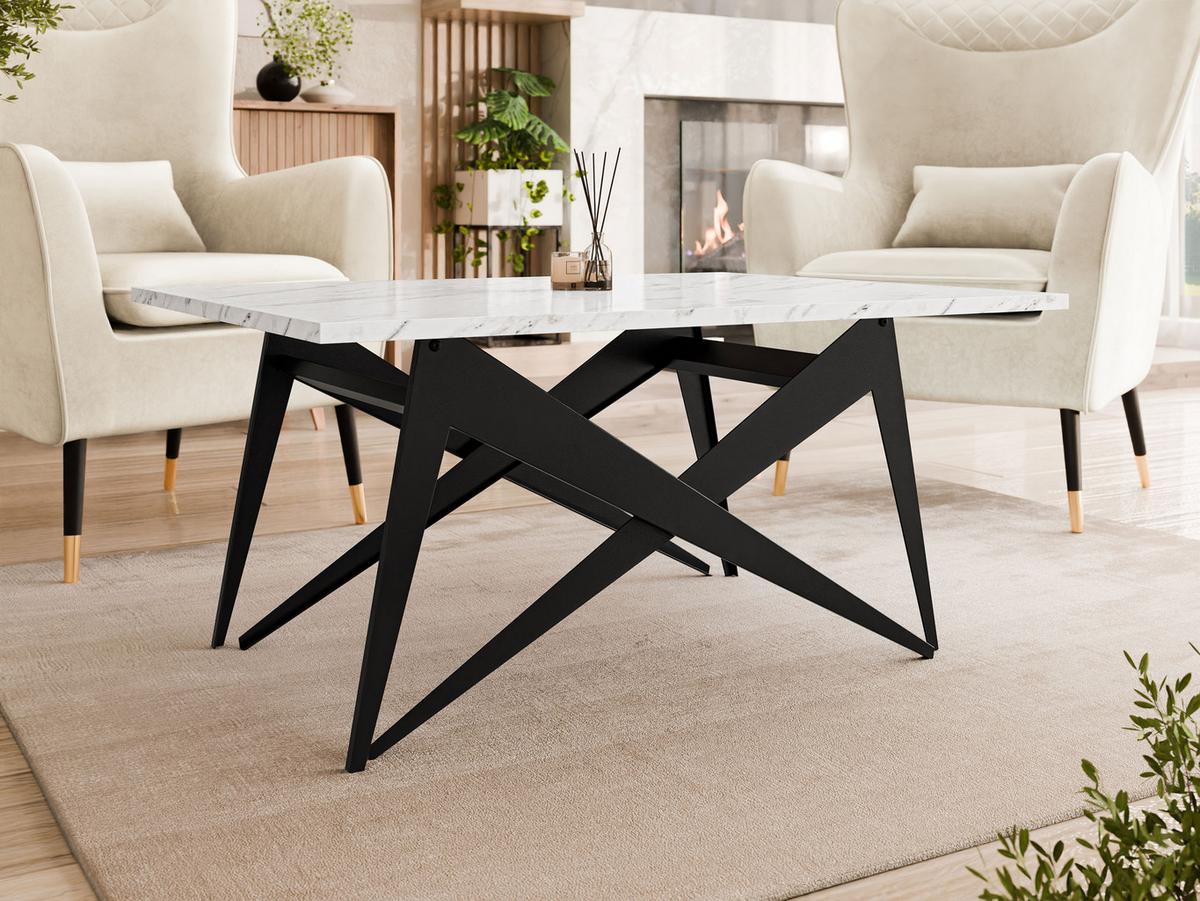 2-IN-1 COUCHTISCH UND ESSTISCH Xena - Schwarz/Weiß, Holzwerkstoff/Metall (70/90/45cm) - MIRJAN24