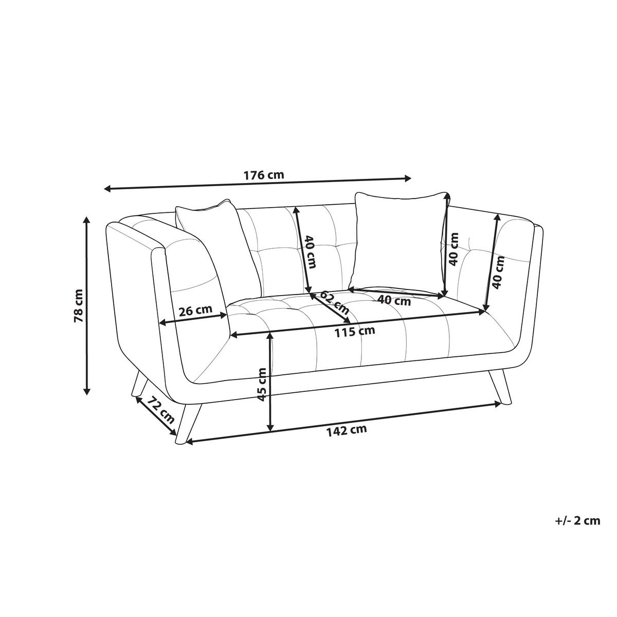2-SITZER-SOFA Stoff Grün Habo - Hellbraun, Textil (176/78/72cm) - Beliani