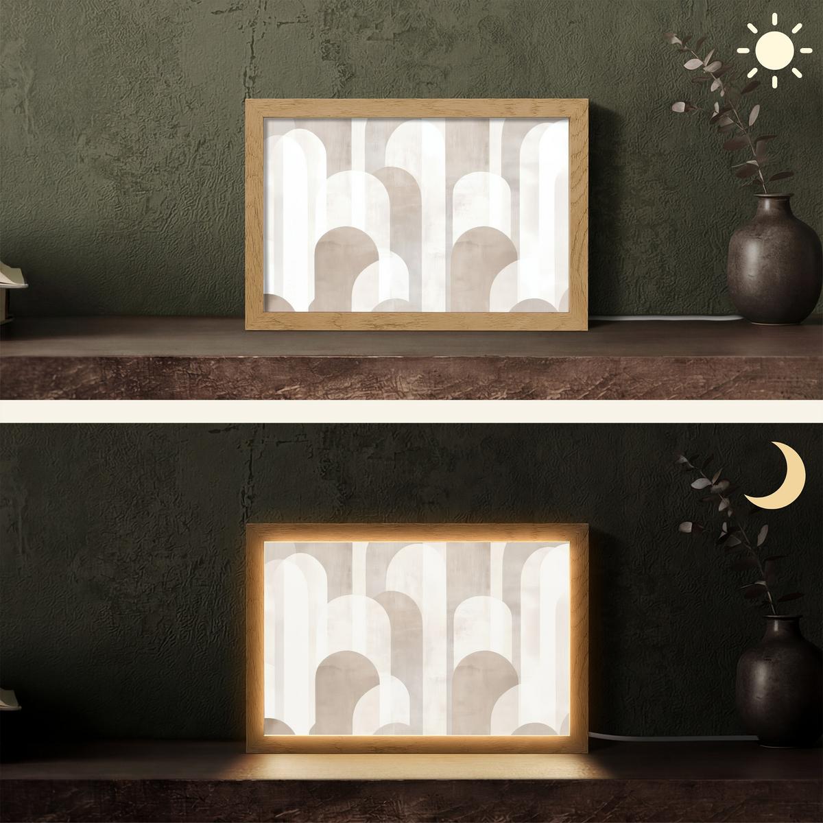 TISCHLEUCHTE Abstrakte Bögen - Modern - Beige 30x20 cm - Buche Kolonial, Holzwerkstoff (8/30/20cm) - OnlyWow