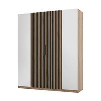 DREHTÜRENSCHRANK CAGLIARI 200/239/61,9cm 4-türig mit Spiegel Goldfarben - Goldfarben, Holzwerkstoff (200/239/61.9cm) - MASSENO