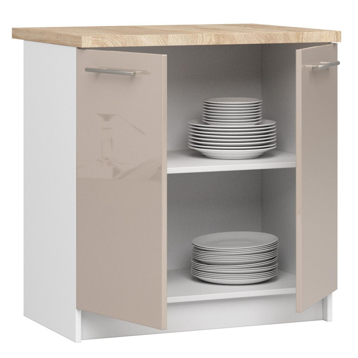 UNTERSCHRANK Weiß, Cappuccino Glanz 85/80/46 - Weiß/Cappuccino, Holzwerkstoff (80/85/46cm) - RAUMHIRSCH FURNITURE