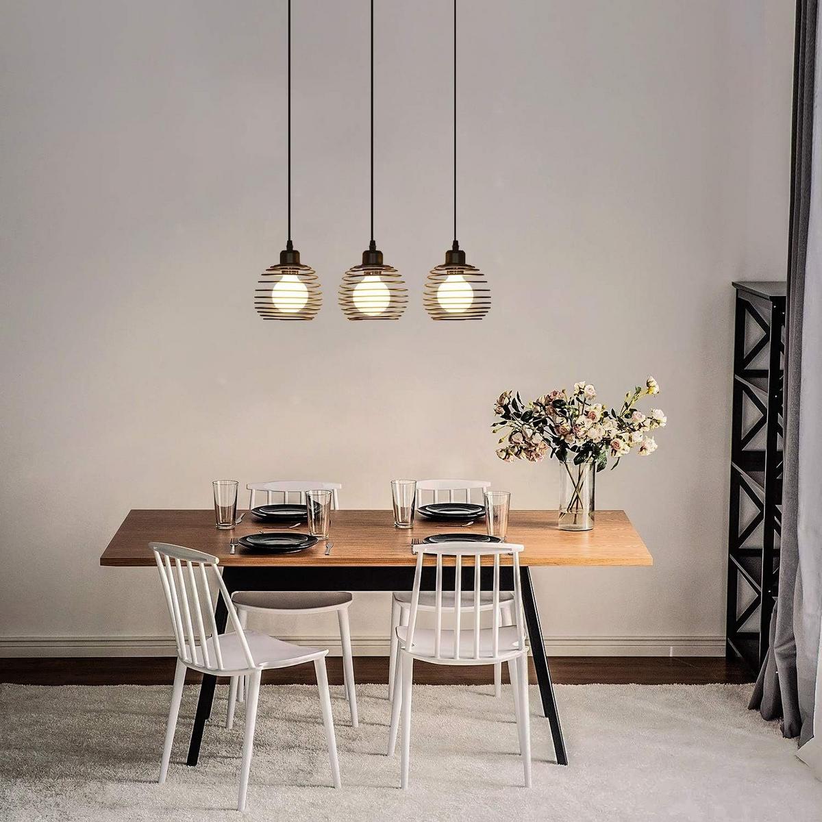 PENDELLEUCHTE Walburga 3-flammig 50/15/144 cm - Schwarz, Metall (50/15/144cm) - Nettlife