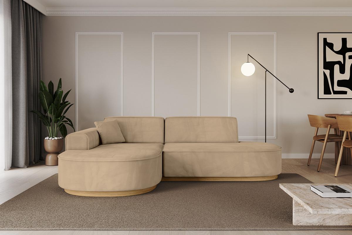 ECKSOFA Ottomane Links MARI-L1-v2 - 243x171x83 cm Taupe Velours - Taupe, Holzwerkstoff/Textil (243/171cm) - ALTDECOR