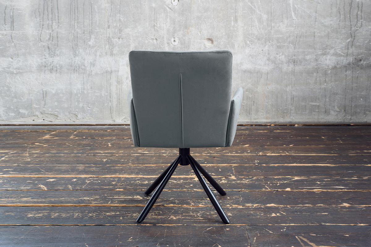 ESSZIMMERSTUHL KYRA Grau Velvet Drehbar (360°) (1er-Set) - Blaugrau/Grau, Kunststoff/Textil (64/88/61cm) - KAWOLA