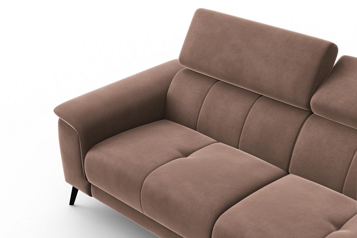 SOFA FIERO 3-Sitzer, Brauner Veloursstoff - Schwarz/Braun, Holz/Textil (212/82/103cm) - Courtois Laville