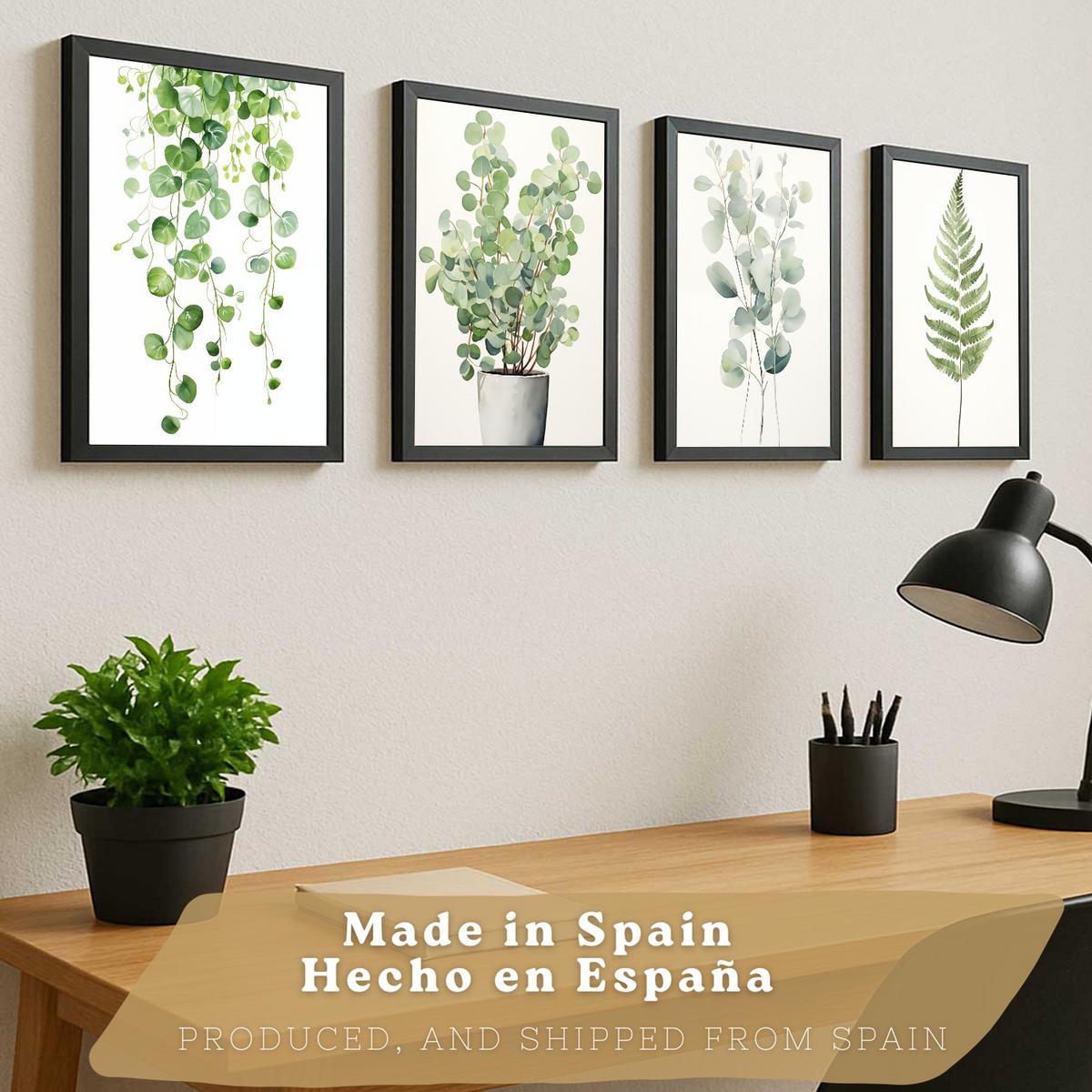 POSTER 4er Bilder-Set Wandbilder Boho Botanisch modern Wohnzimmer Deko, Schlafzimmer, Küche, Badezimmer Rahmenlos A4 - Klar, Papier (29.7/1/21cm) - Nacnic