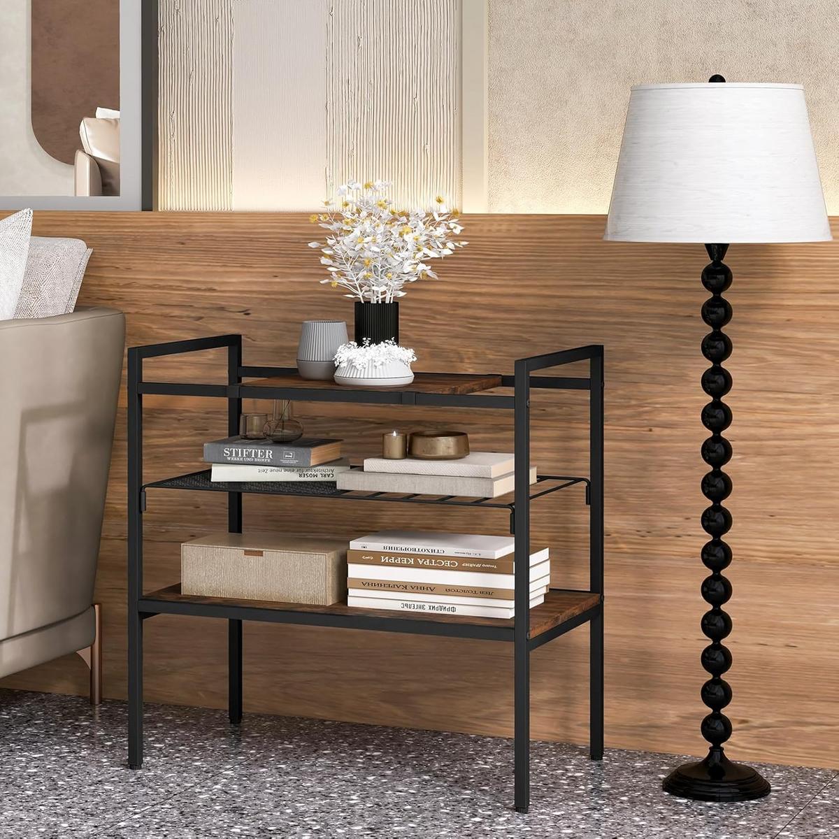 BEISTELLTISCH 61cm Metall - Alteiche, Metall (34/60/61cm) - COSTWAY