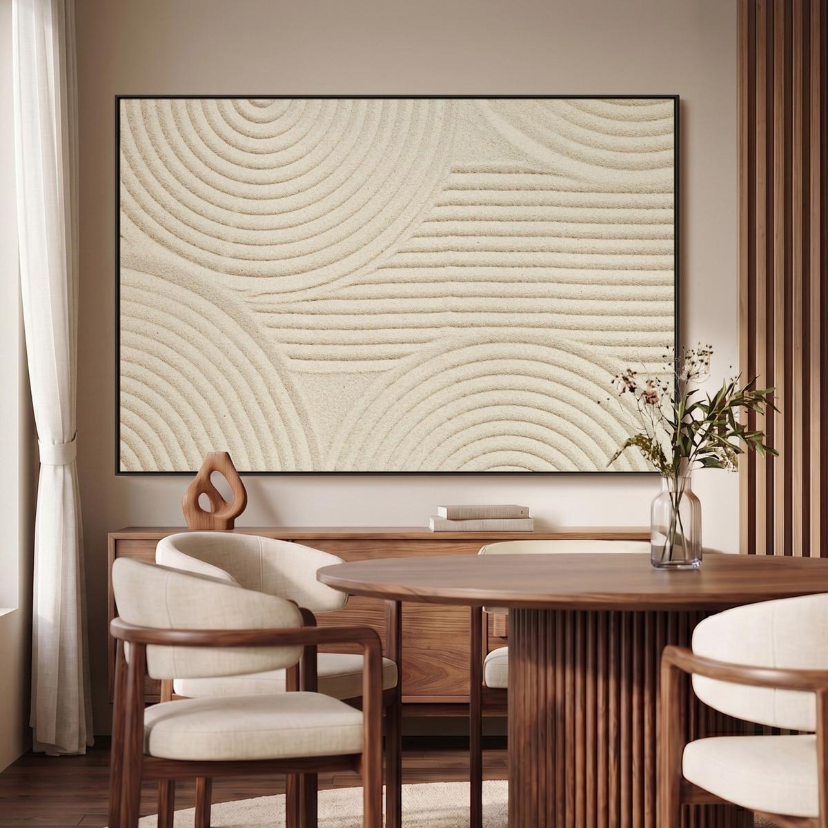 LEINWAND Bilder mit Rahmen - Muster - Abstrakt - Weiß - 150x100 - Beige, Textil (150/100cm) - MuchoWow