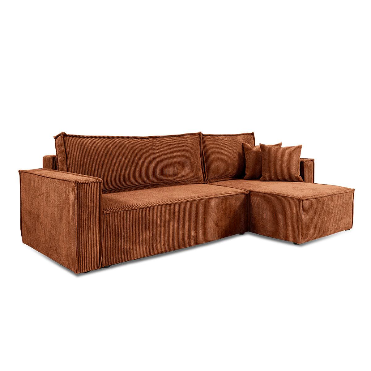 ECKSOFA Ezekiel 3 Sitzplätze Terracotta - Terracotta, Holz (236/145cm) - Petits-meubles