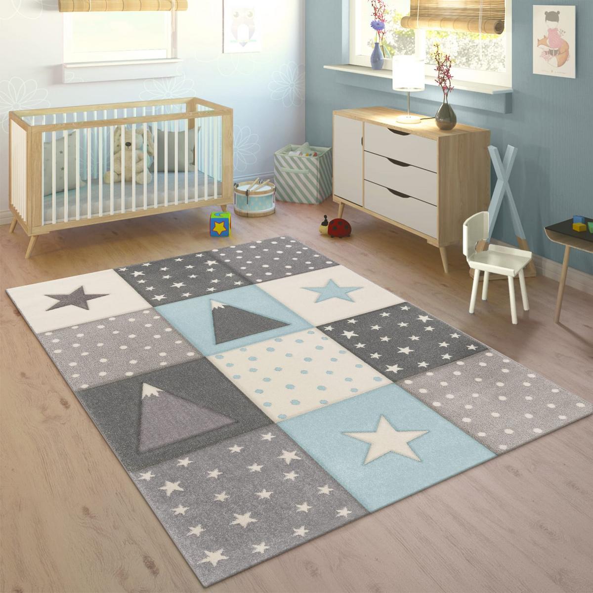 KINDERTEPPICH, im Patchwork-Stil, Blau, 120 x 170 cm - Blau, Textil (120/170cm) - KADIMA DESIGN