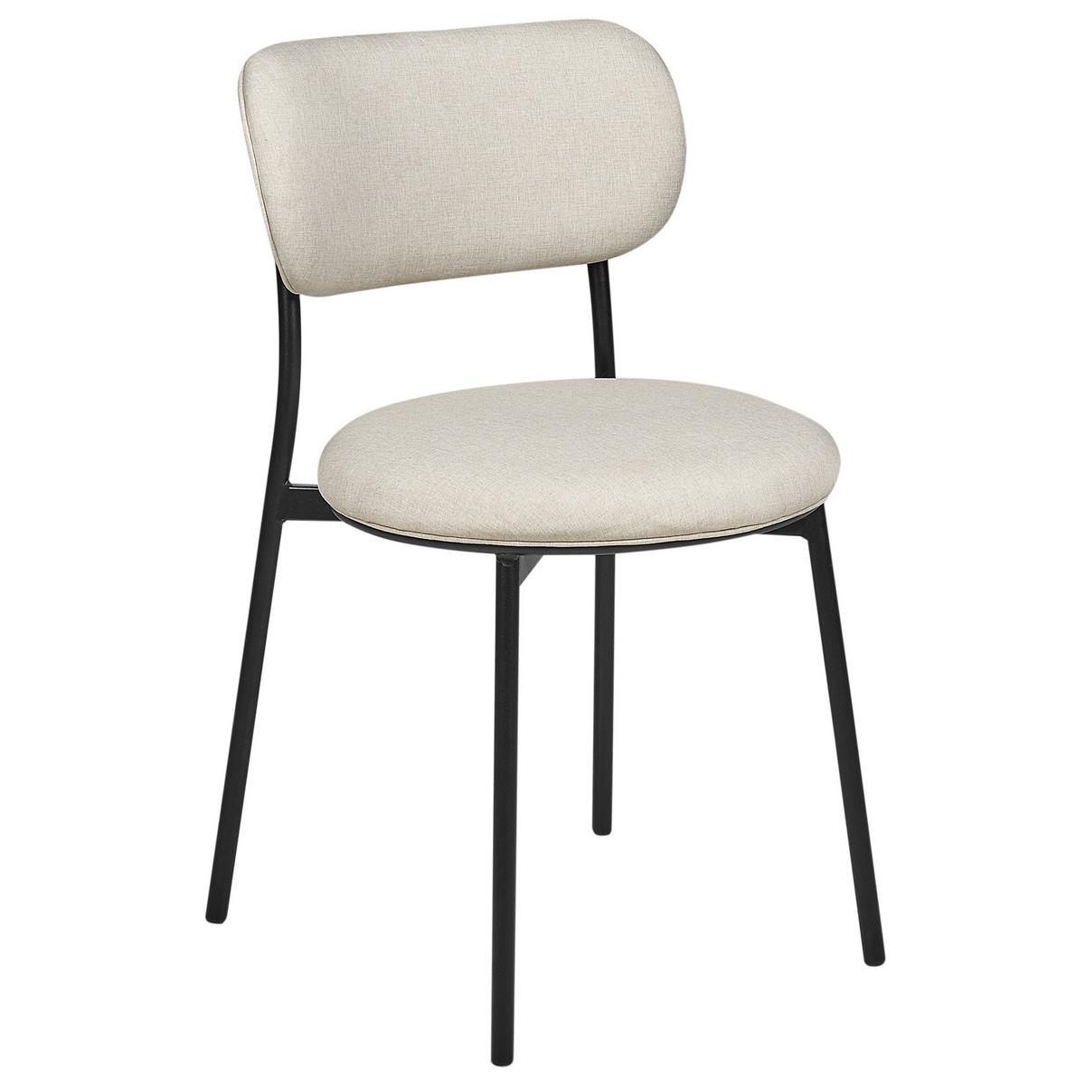 ESSZIMMERSTUHL 2er-Set Stoff hellbeige/schwarz Casey - Beige/Schwarz, Textil (43/76/44cm) - Beliani