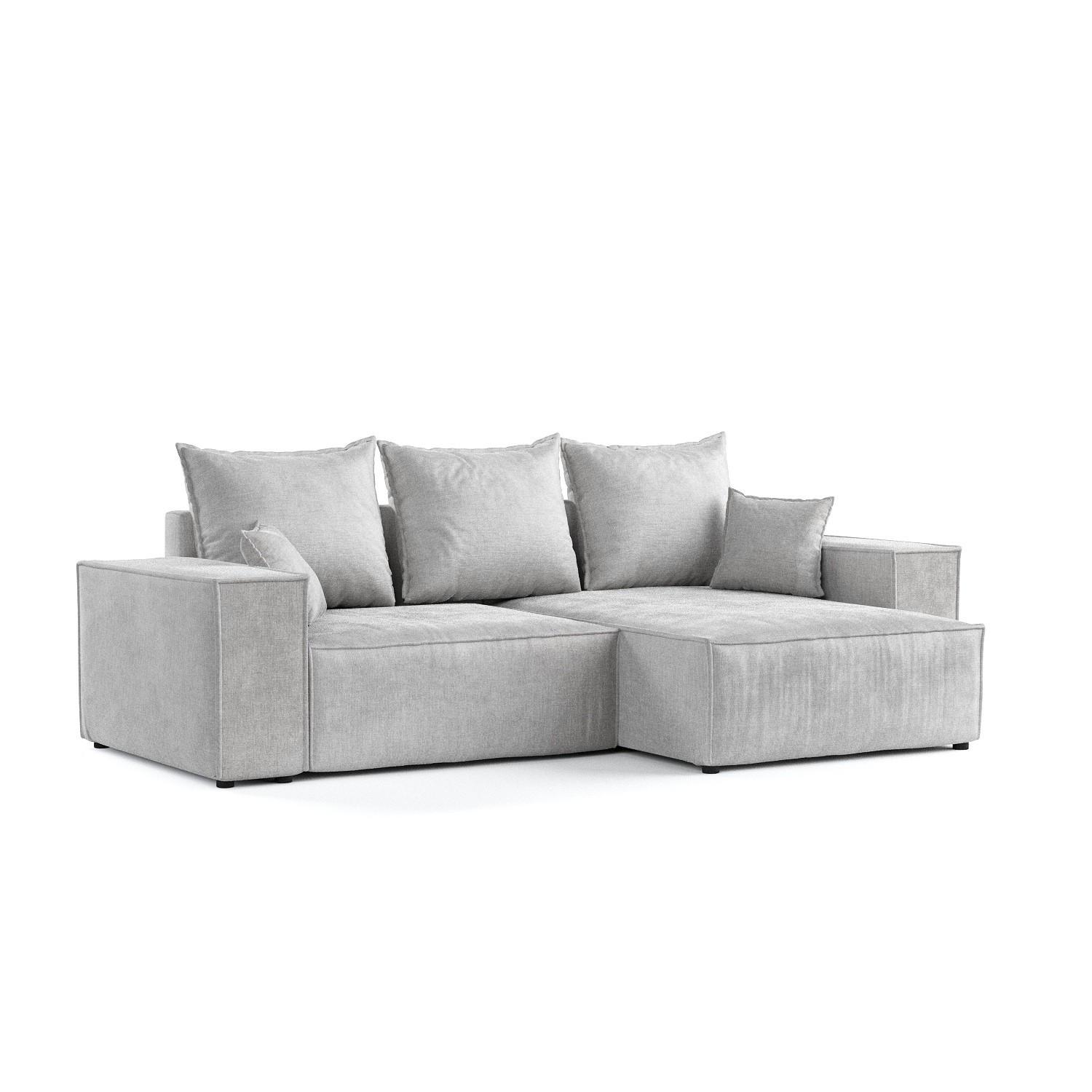 ECKSOFA SENSO mit Schlaffunktion Hellgrau im Wind Stoff - Hellgrau/Schwarz, Holz/Holzwerkstoff (255/148cm) - AltaBeds