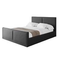 POLSTERBETT mit Bettkasten, Fußteil und Lattenrost, Boxbett ohne Matratze - EMMI-Z 180x200 Schwarz Kunstleder - Schwarz Hochglanz, Holzwerkstoff/Textil (180/200cm) - ALTDECOR