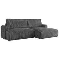 ECKSCHLAFSOFA TONO L Dunkelgrau Cord - rechts - Dunkelgrau/Schwarz, Kunststoff/Textil (150/260cm) - MKS