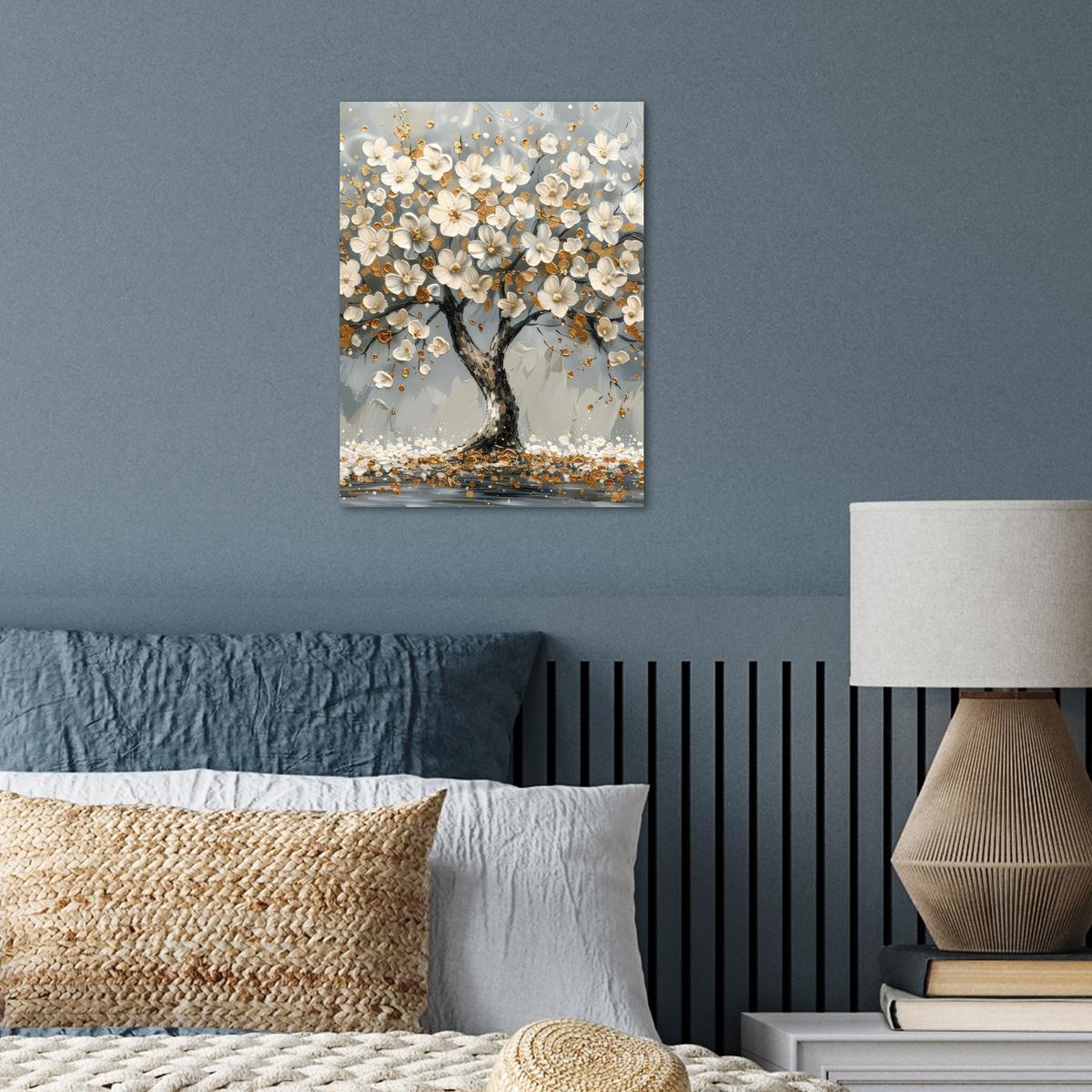 POSTER Baum - Blumen - Weiß - Natur - Kunst Wandbilder 30x40 cm - Weiß, Papier (30/40/0.1cm) - MuchoWow