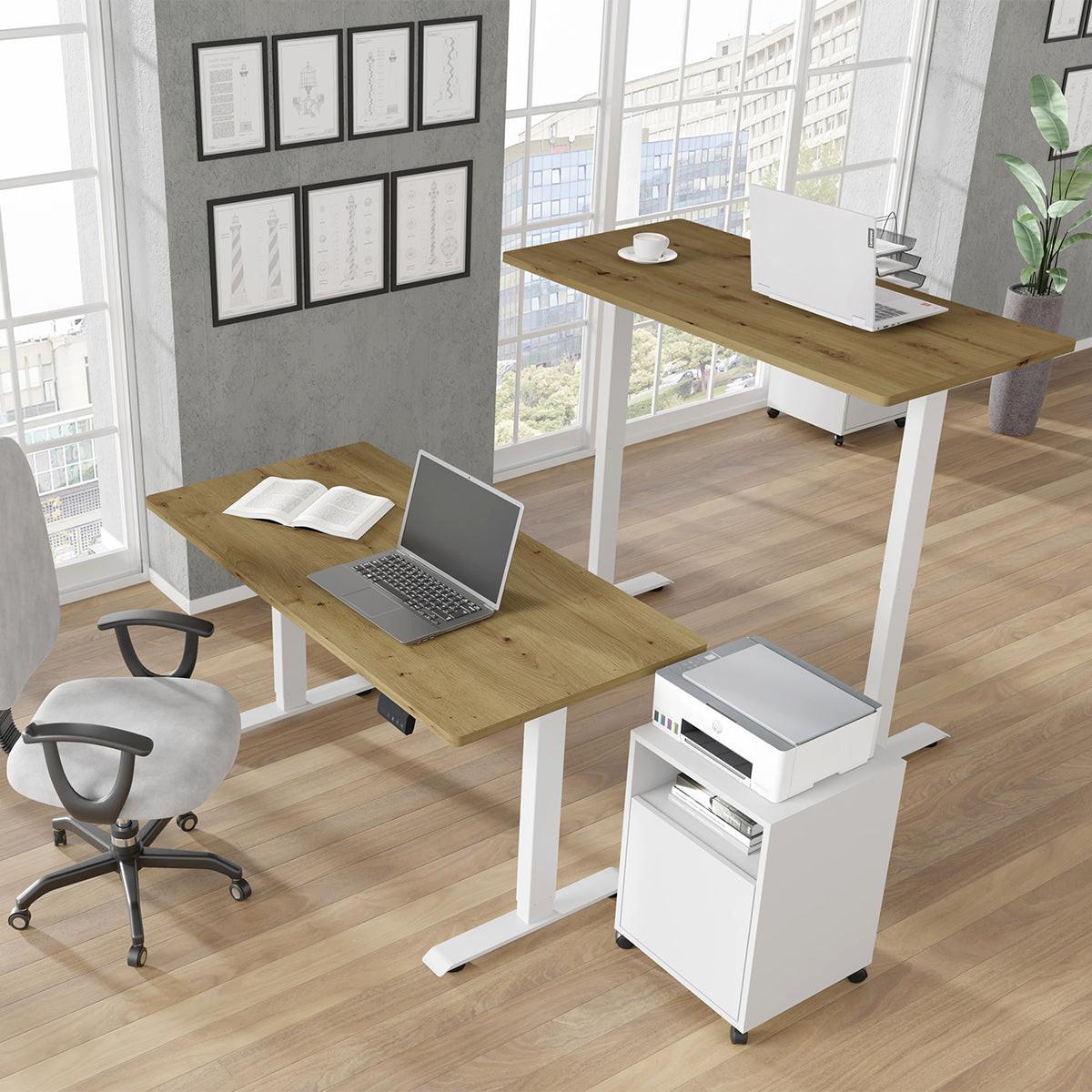SCHREIBTISCH Ergo Holz und Weiß - Weiß/Braun, Holzwerkstoff (140/70/73cm) - Petits-meubles