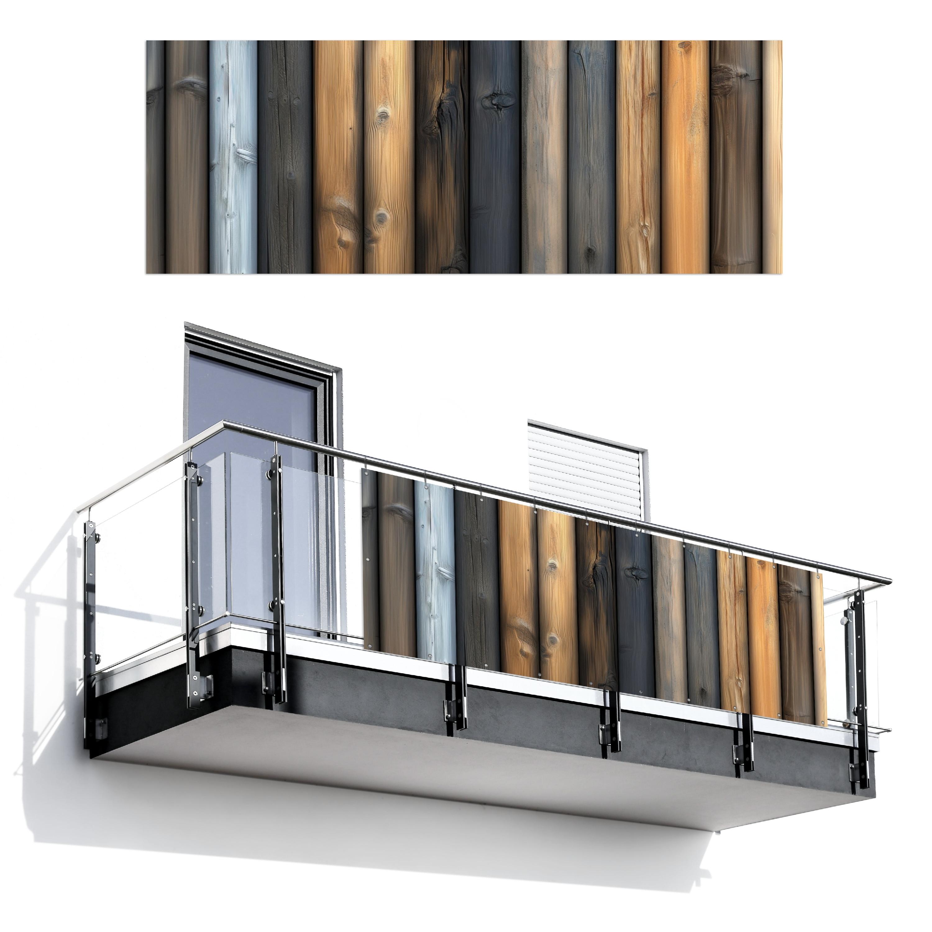 BALKON-SICHTSCHUTZ Holz - Dielen - Gemischt Balkon Deko 300x110 cm - Teakfarben, Kunststoff (300/110cm) - MuchoWow