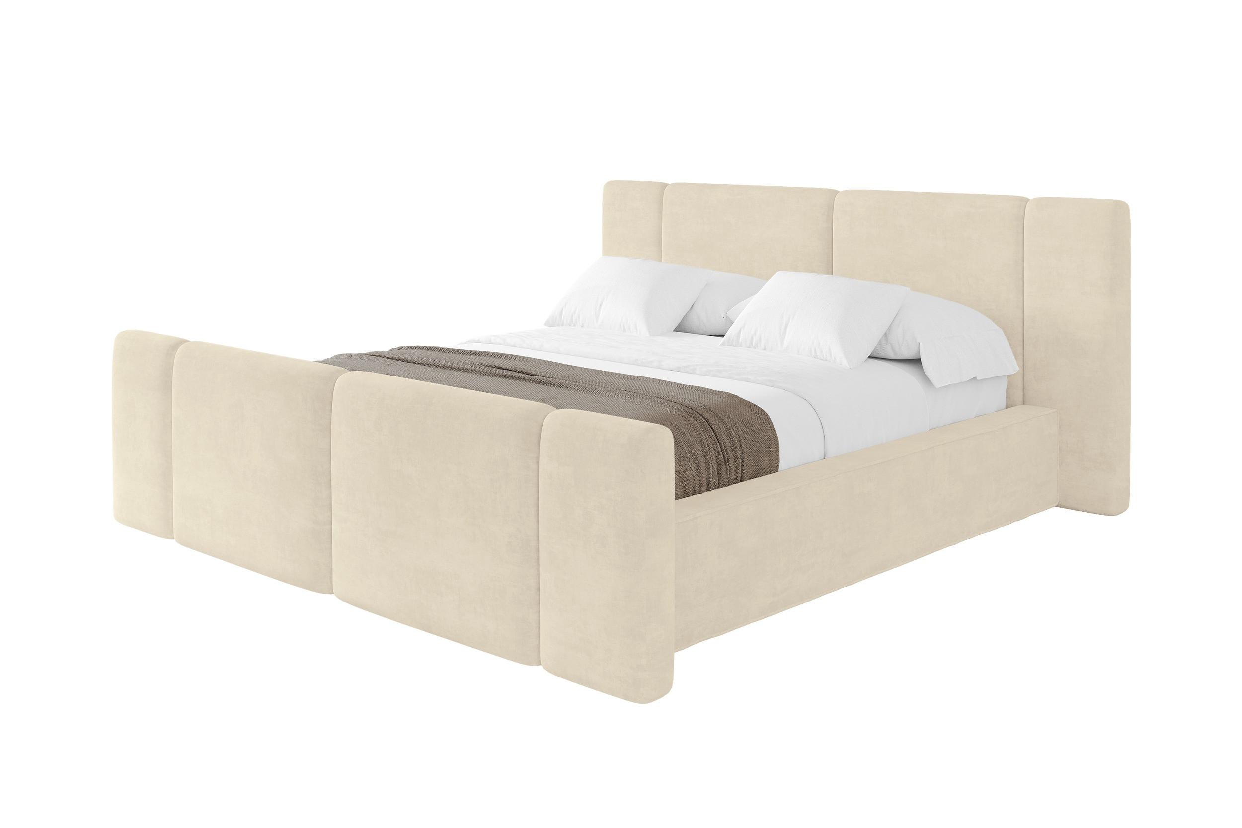 POLSTERBETT mit Bettkasten, Fußteil und Lattenrost, Bett mit Matratze H3/H4 - RIVO-Z 140x200 Beige - Beige, Holzwerkstoff/Textil (140/200cm) - ALTDECOR