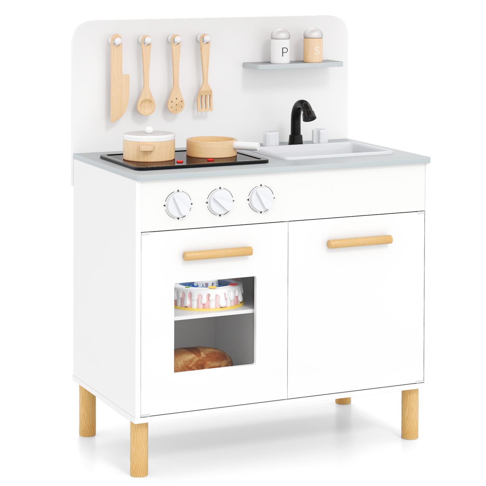 SPIELKÜCHE Weiß - Weiß, Holzwerkstoff (55/75/31cm) - COSTWAY