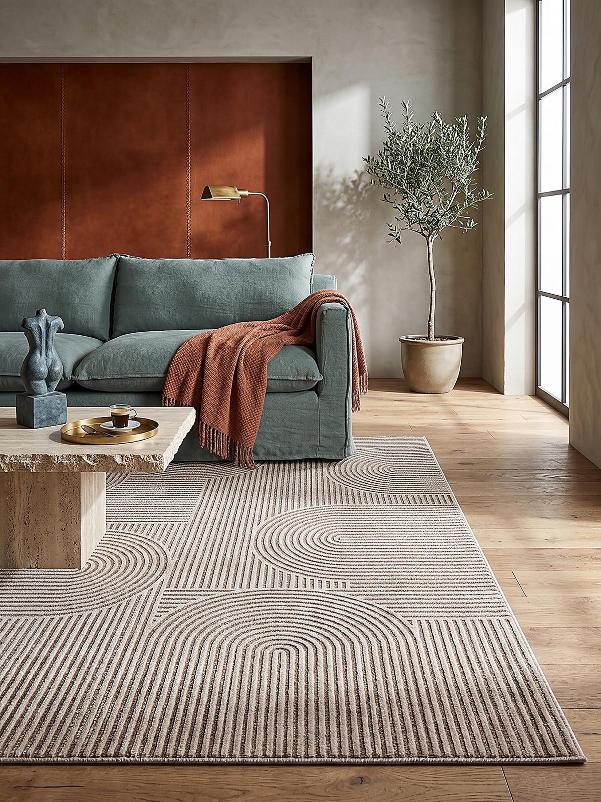 TEPPICH Kurzflor ERESMA Geometrisch Polyester Beige 140 x 200 cm - Beige, Textil (140/200cm) - KADIMA DESIGN