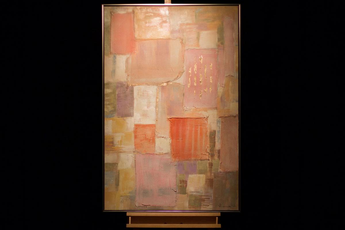 ACRYLBILD HANDGEMALT 83/123 cm - Pink/Beige, Textil (83/123cm) - KUNSTLOFT