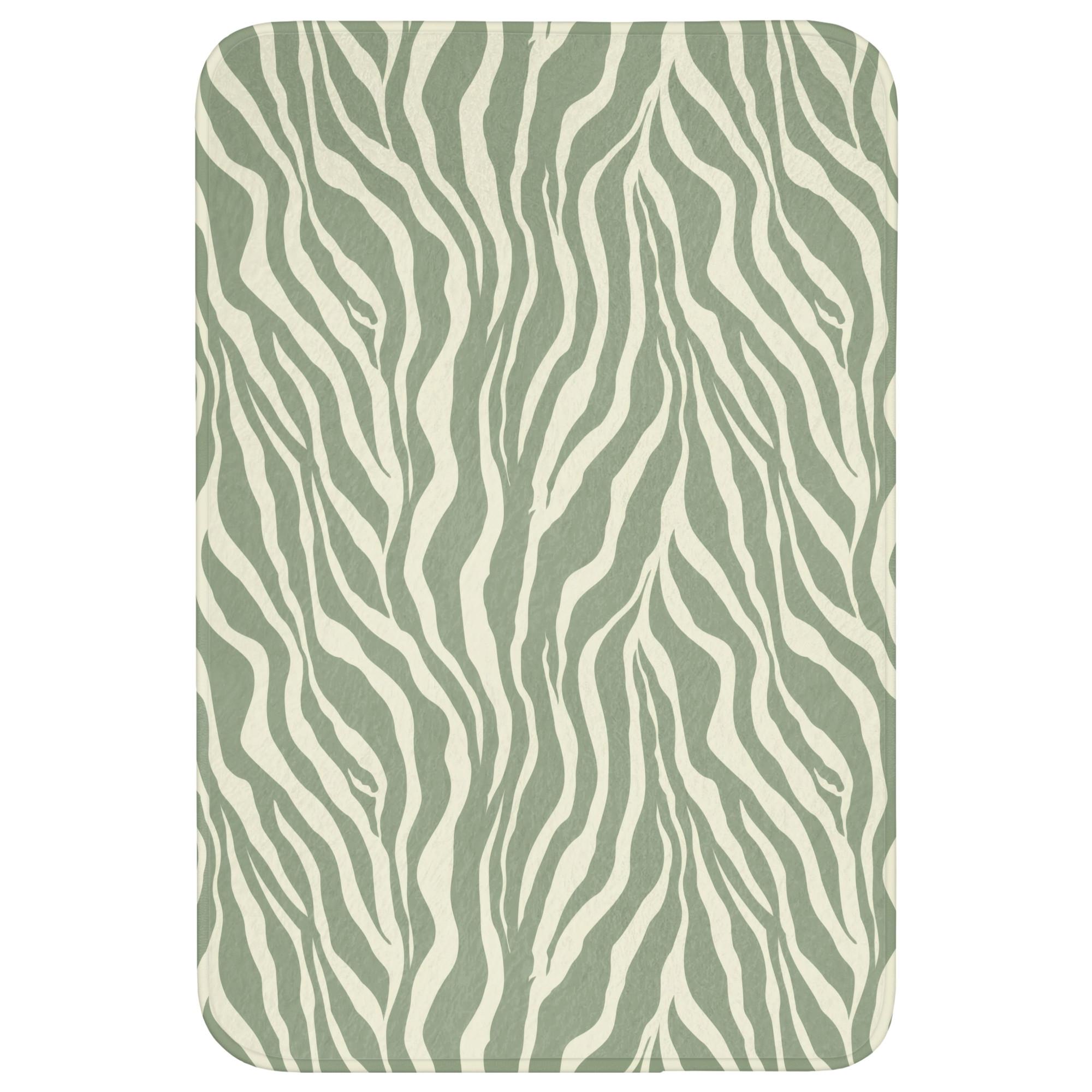 BADEMATTE Zebra - Motiv - Grün Rutschfest 60x90 cm - Salbeigrün, Textil (60/90cm) - OnlyWow