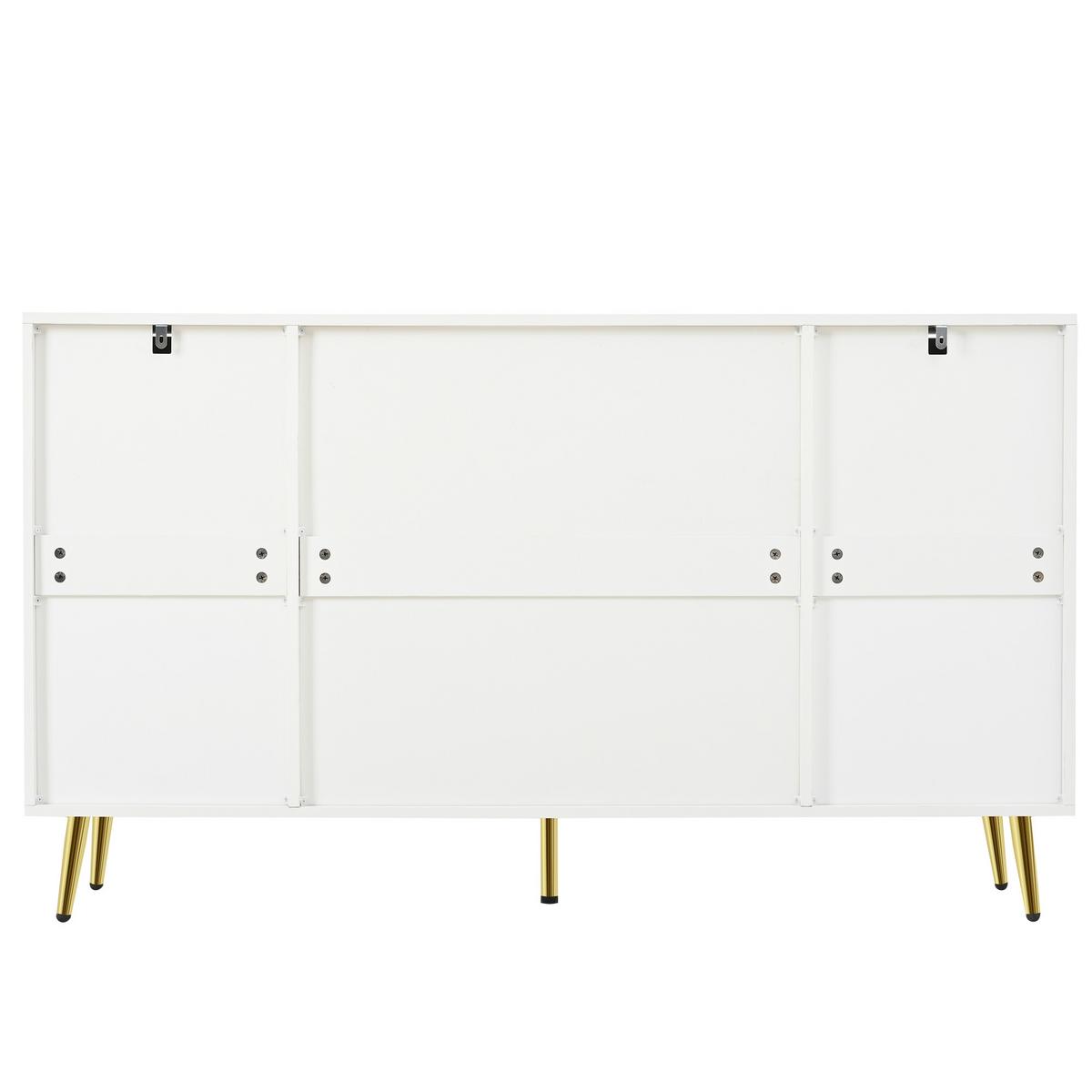 SIDEBOARD weiß rattan 140cm 4 türen 2 schubladen - Weiß, Holzwerkstoff (140/82/35cm) - Urban Meuble