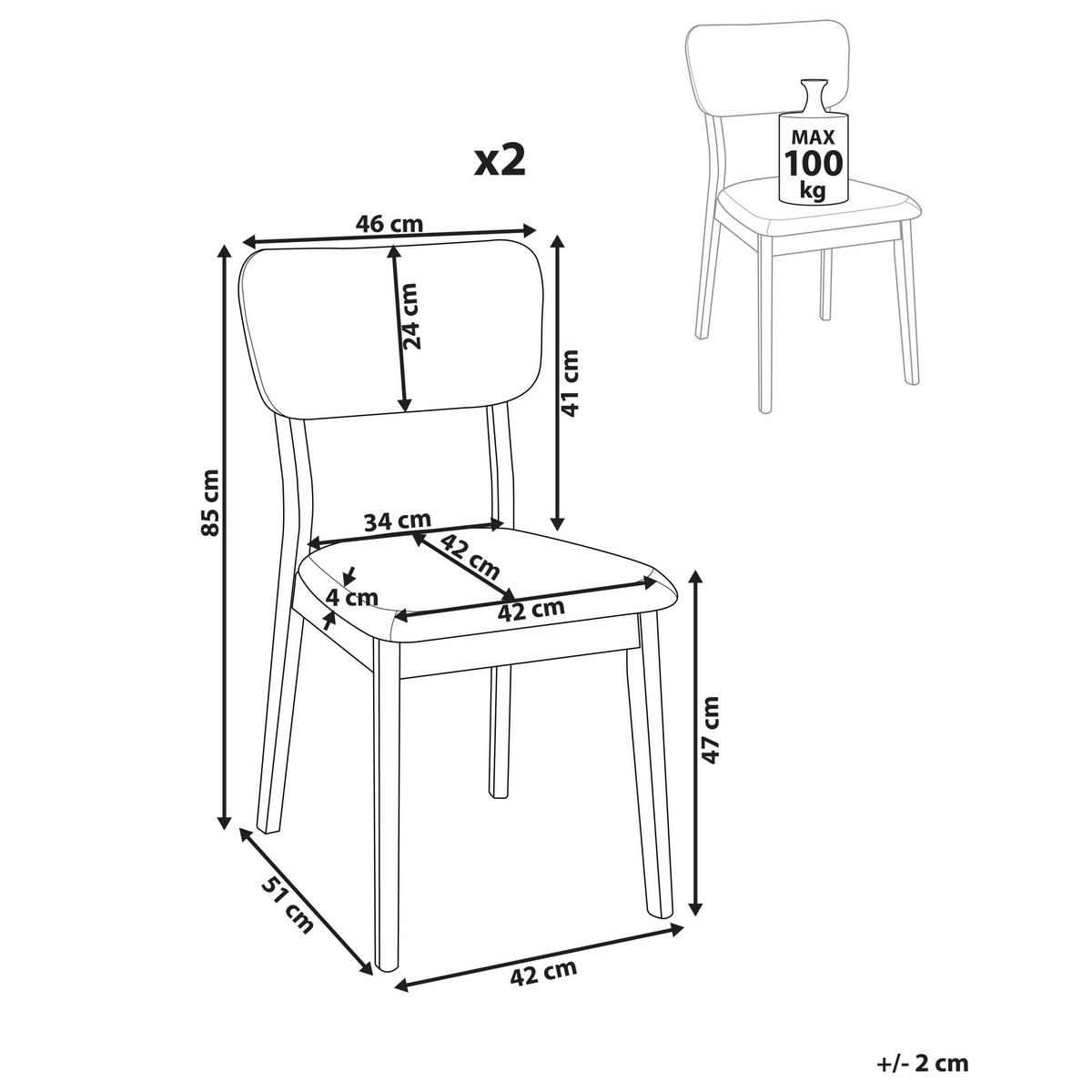 ESSZIMMERSTUHL 2er-Set Dunkler Holzfarbton Minier - Dunkelbraun/Beige, Holz (46/85/51cm) - Beliani