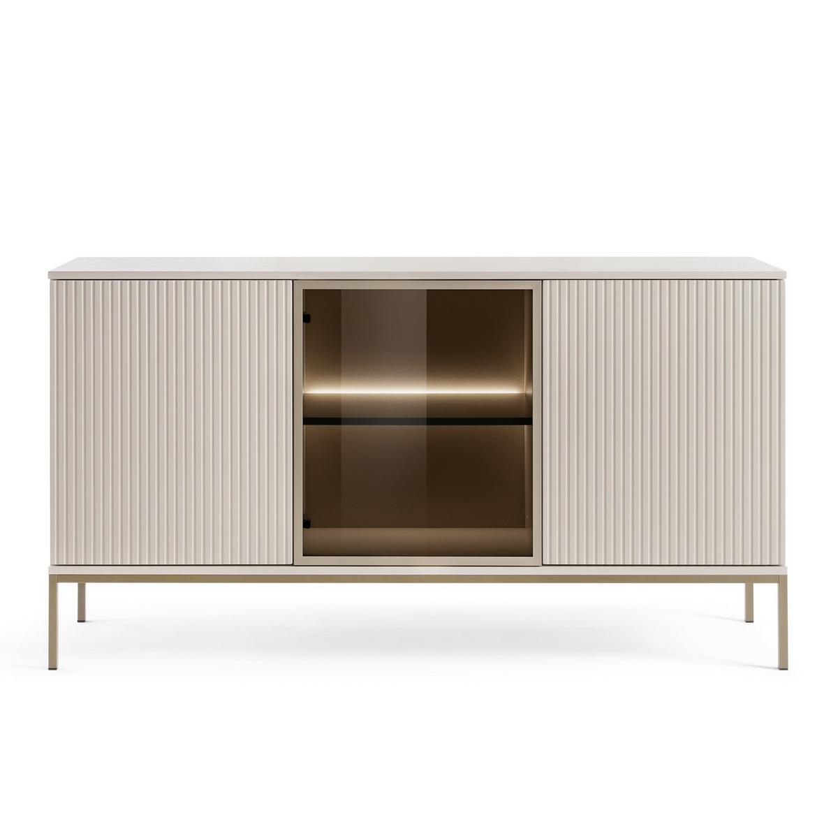 SIDEBOARD SENTIERO 154/83/39 cm mit LED 3 Türen Kaschmir - Kaschmir, Holzwerkstoff (154/83/39cm) - MASSENO