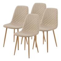 ESSZIMMERSTUHL-SET 4 TLG. Köfering - Hellbraun, Textil/Metall (44/88/55cm) - [en.casa]