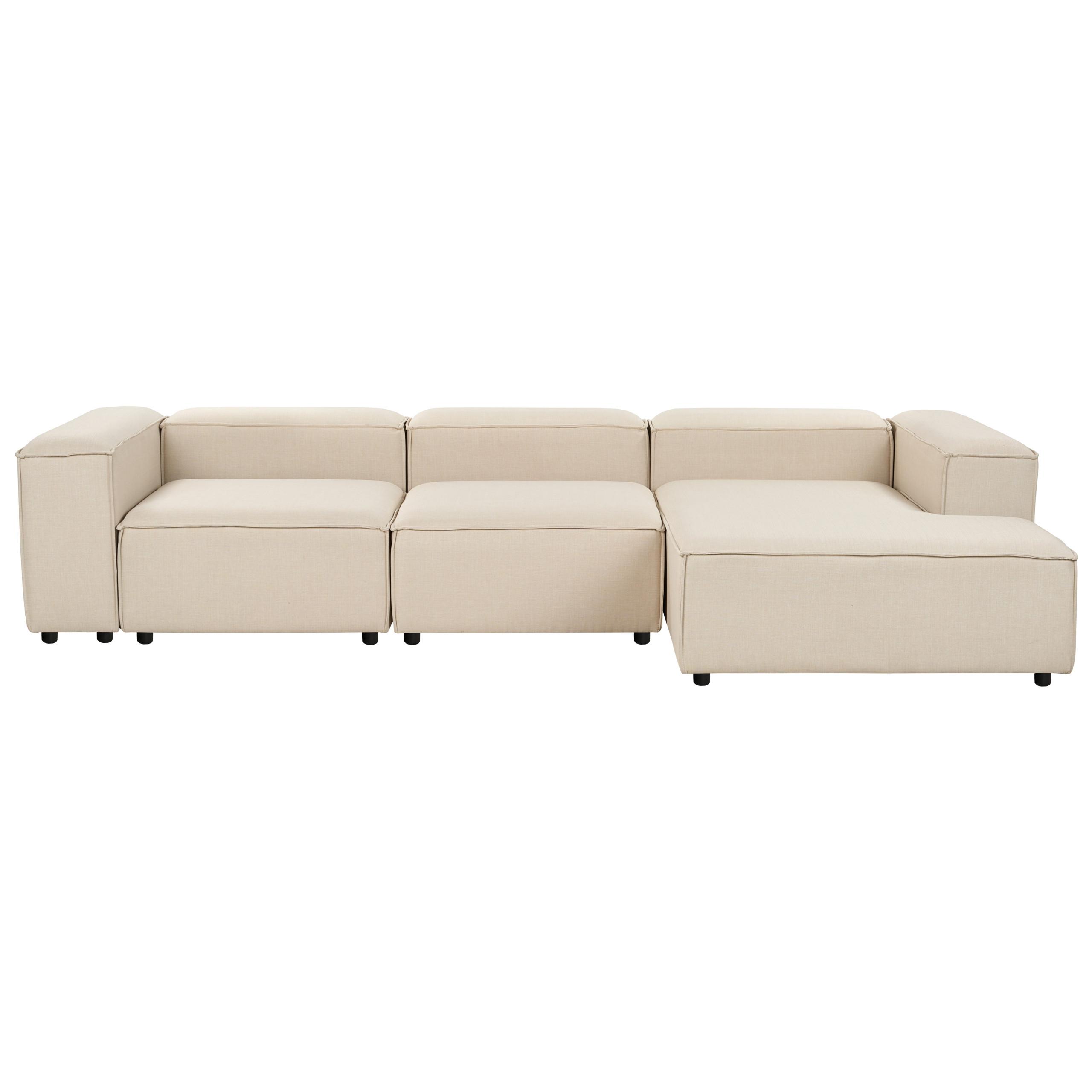 ECKSOFA Modul 4-Sitzer linksseitig Beige Stoff Ardal - Beige/Schwarz, Textil (326/180cm) - Beliani