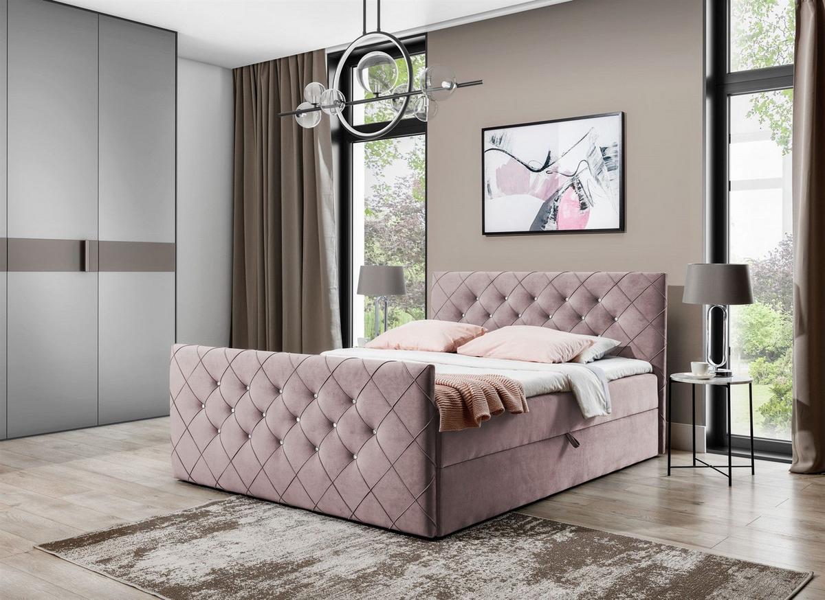 BOXBETT Eivor In überlänge - Rosa, Holzwerkstoff/Textil (200/220cm) - Fun Möbel