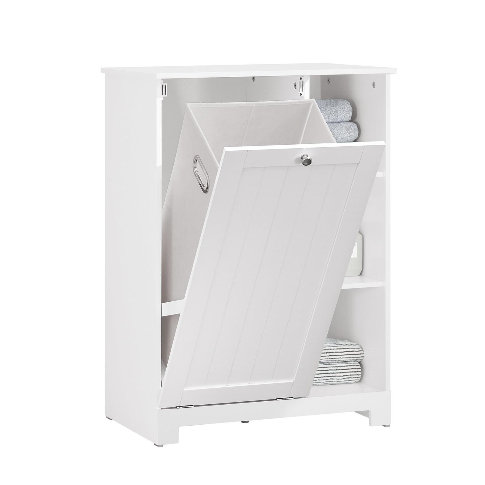 WÄSCHESCHRANK mit Wäschesack Weiß - Weiß, Holzwerkstoff (60/86/37cm) - SoBuy