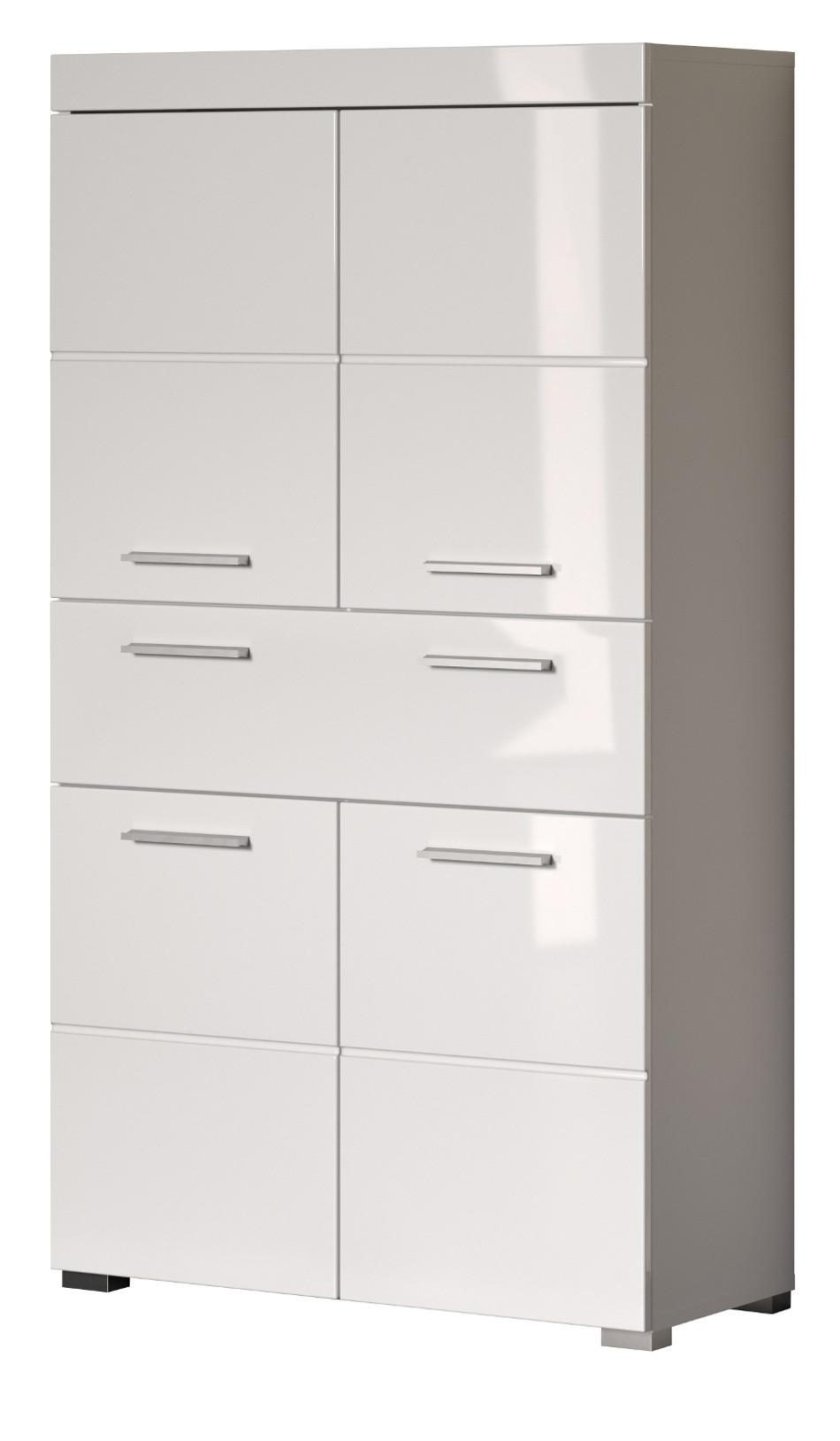 MIDISCHRANK weiß Hochglanz 73 x 132 cm, Badschrank in modernem Design - Weiß, Holzwerkstoff/Kunststoff (73/132/31cm) - Top.Furn