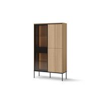 VITRINE VISSO VI-01 mit LED-Beleuchtung Eiche linear - Eichefarben, Holzwerkstoff (91/158/34cm) - Lookway