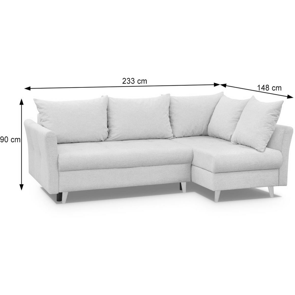 ECKSCHLAFSOFA Neron mit 2 Bettkasten und Beine in Wengefarbe, Dunkelgrau, rechts - Wengefarben/Dunkelgrau, Textil (233/148cm) - Beautysofa