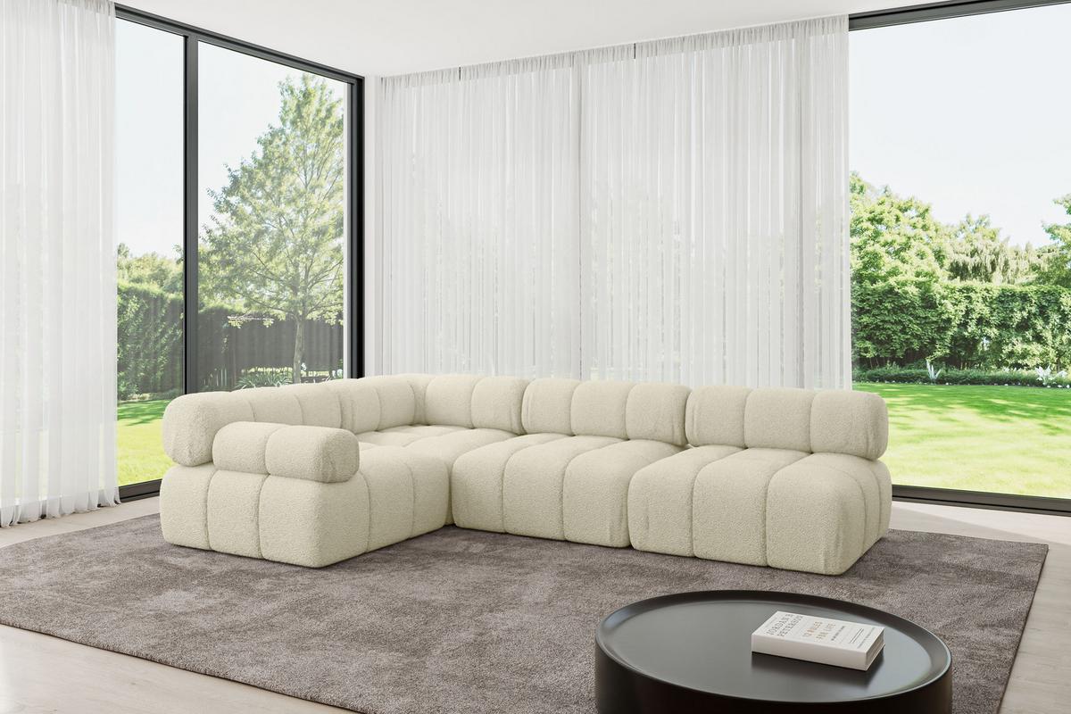 ECKSOFA modulares Sofa Mende-L2 - 285x190x70 cm Beige Bouclé - Beige, Holzwerkstoff/Textil (285/190cm) - ALTDECOR
