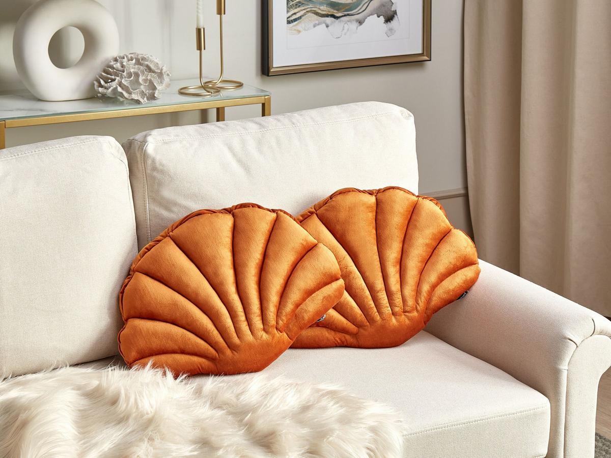 DEKOKISSEN 2er-Set Orange 47/35 cm Consolida - Orange, Textil (47/35cm) - Beliani