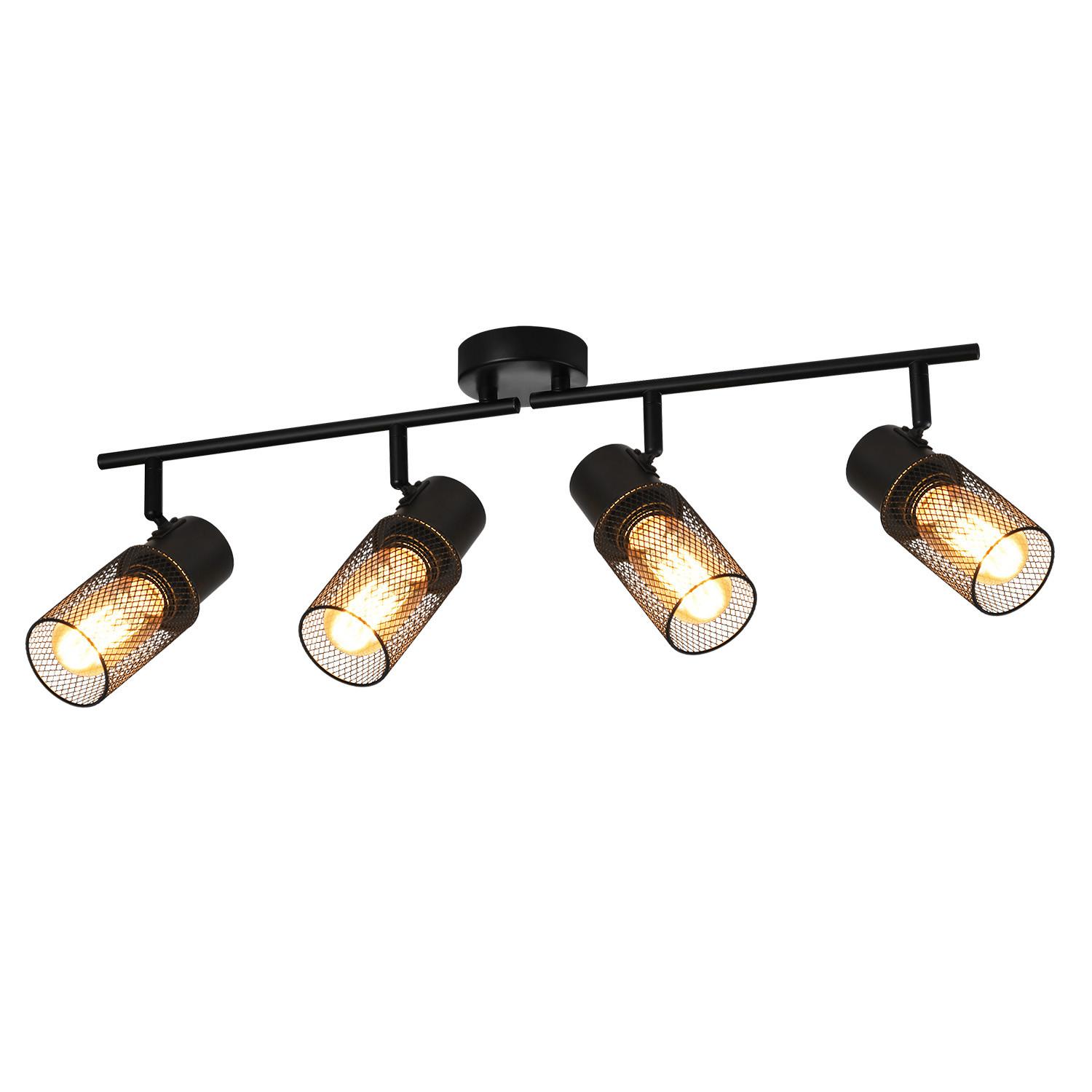 DECKENLEUCHTE Käfig 4-flammig 62/16/21 cm - Schwarz, Metall (62/16/21cm) - Nettlife