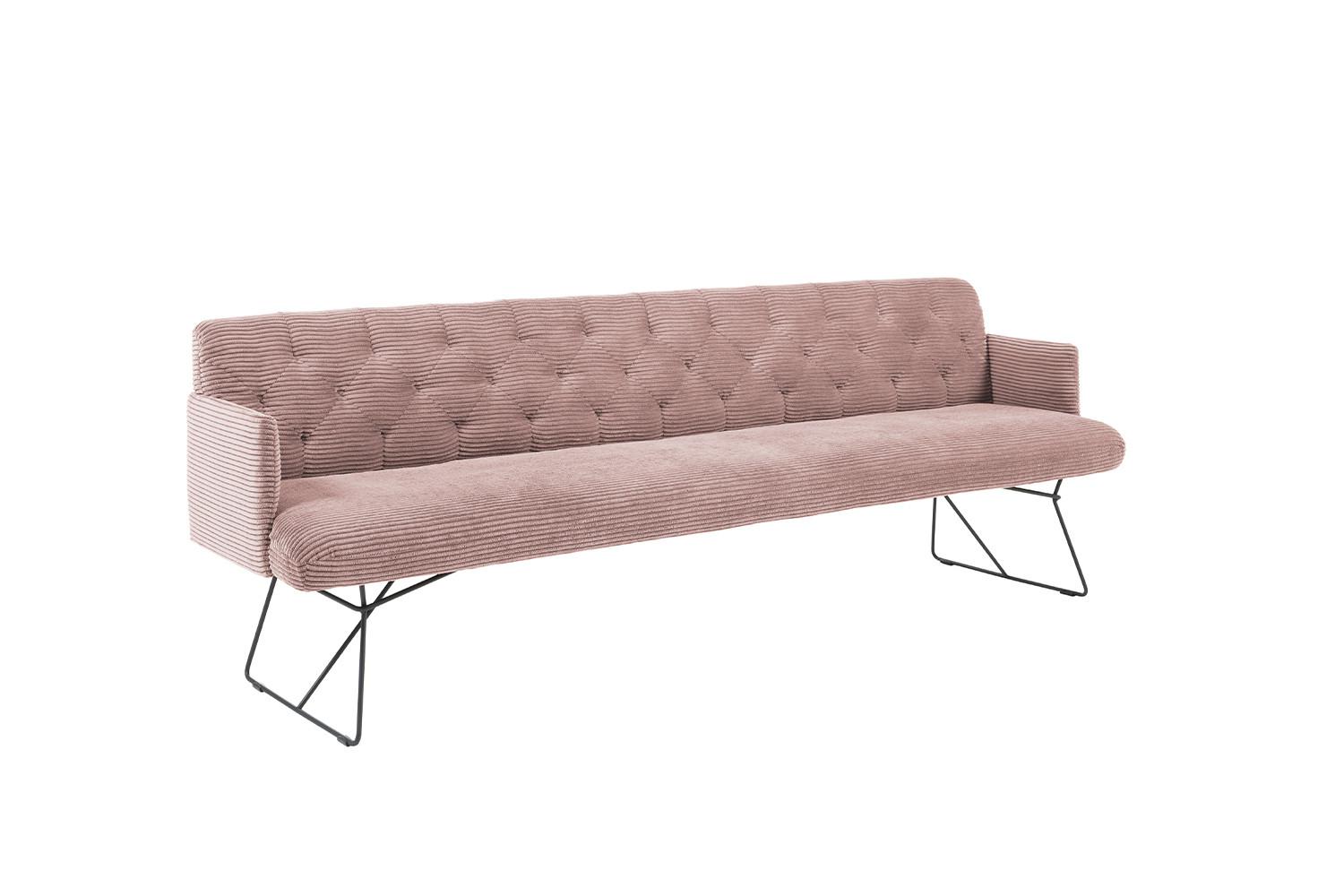 ESSZIMMERBANK CHARME Pink Cord - Pink/Rosa, Textil (166/85/69cm) - KAWOLA