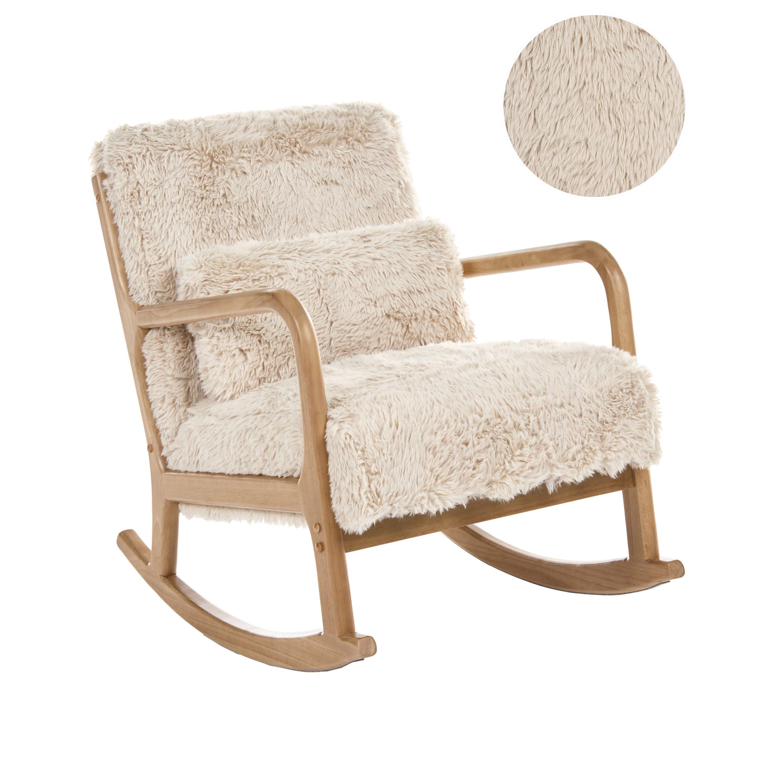 SCHAUKELSESSEL Webpelz Hellbeige Skovde - Beige/Braun, Textil (66/82/79cm) - Beliani