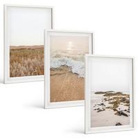 BILDER SET 3er Set - 40x60 cm Weißer Rahmen - Strandwellen, Steine, Sommer - Weiß, Kunststoff (40/60cm) - TULUP