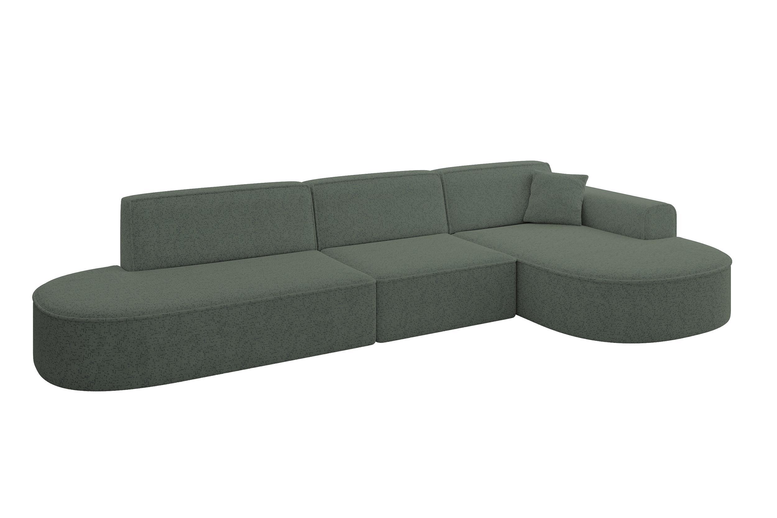 ECKSOFA Ottomane Rechts MARI-L2 - 328x171x79 cm Grün Tissu - Schwarz/Grün, Holzwerkstoff/Kunststoff (171/328cm) - ALTDECOR