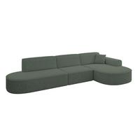 ECKSOFA Ottomane Rechts MARI-L2 - 328x171x79 cm Grün Tissu - Schwarz/Grün, Holzwerkstoff/Kunststoff (171/328cm) - ALTDECOR