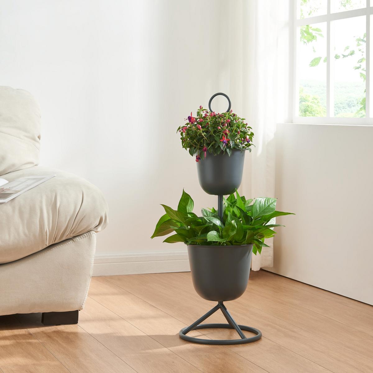 PFLANZENSTÄNDER Alphen - Schwarz, Metall (26/76.5cm) - [en.casa]