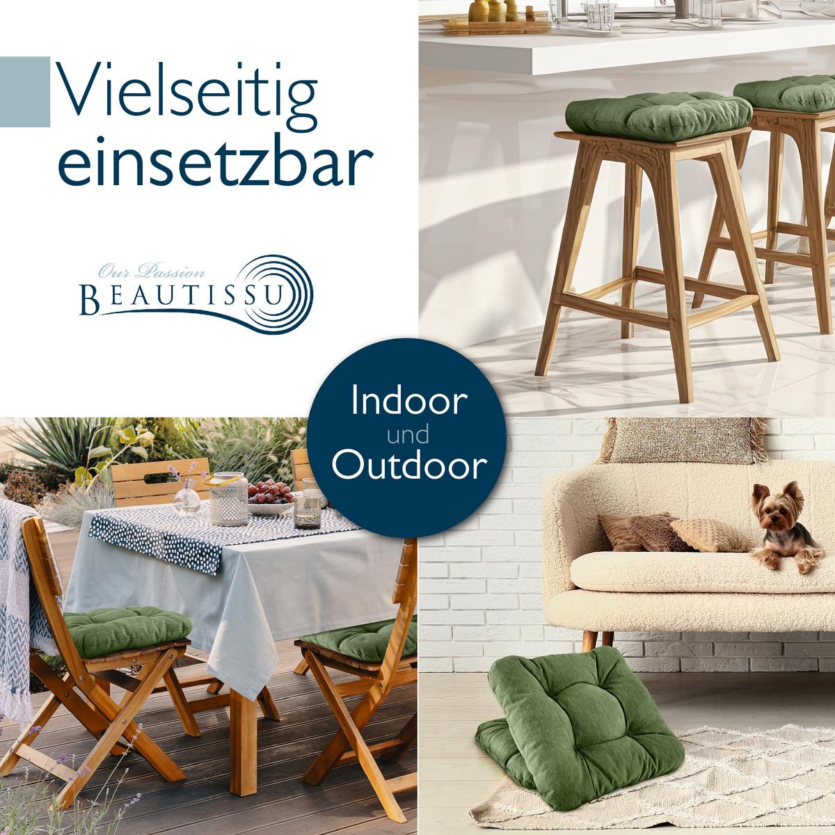 STUHLKISSEN HighLux SK 40x40x8cm Dunkelgrün (4tlg) - Dunkelgrün, Textil (40/40cm) - Beautissu 