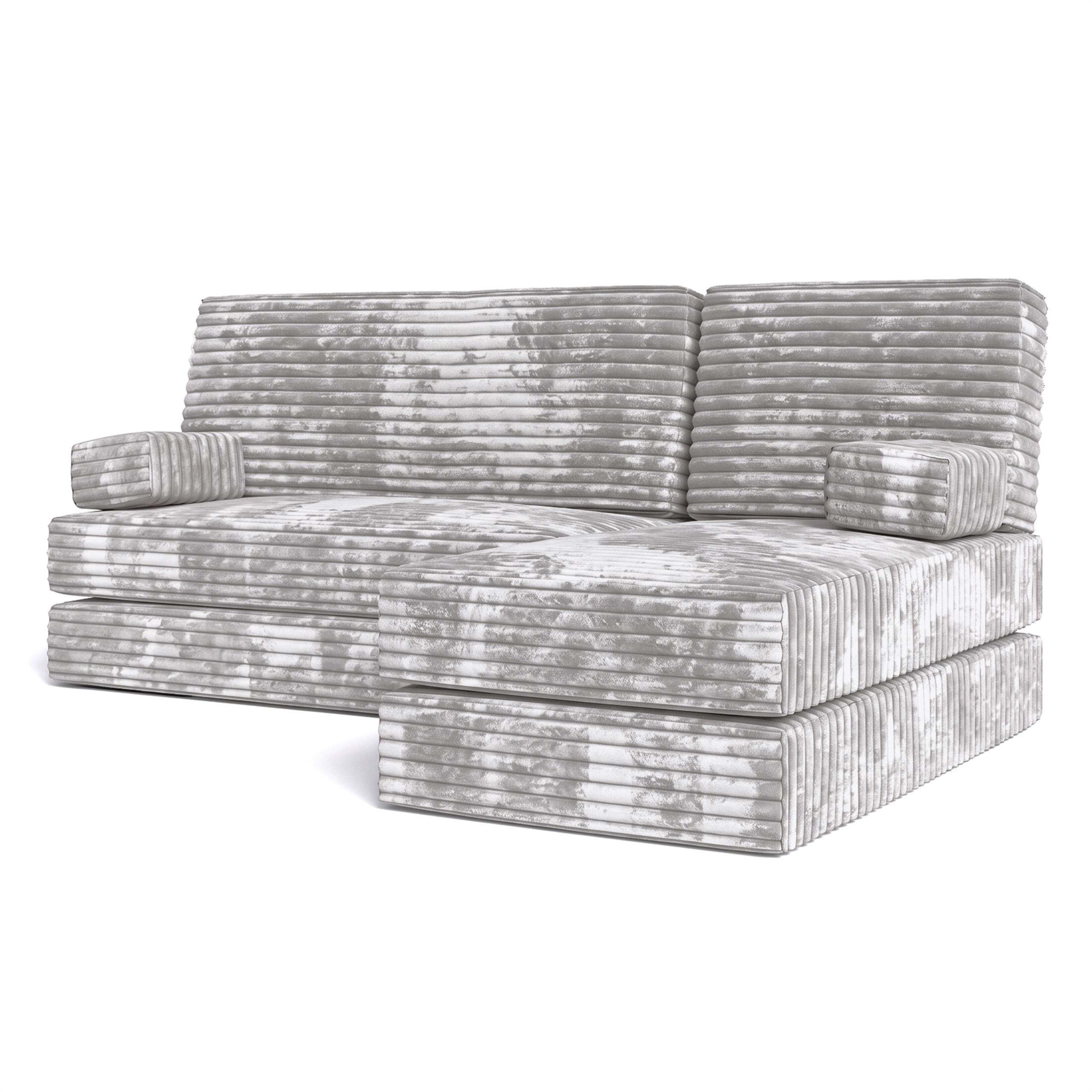 ECKSOFA NOTIA modulares Boneless Sofa mit Schlaffunktion Hellgrau Kordstoff - Grau, Textil (200/120cm) - MASSENO